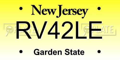 RV42LE New Jersey License Plate