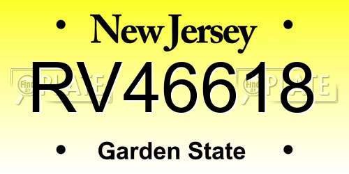 RV46618 New Jersey License Plate