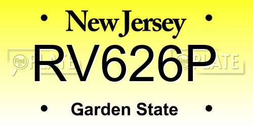 RV626P New Jersey License Plate