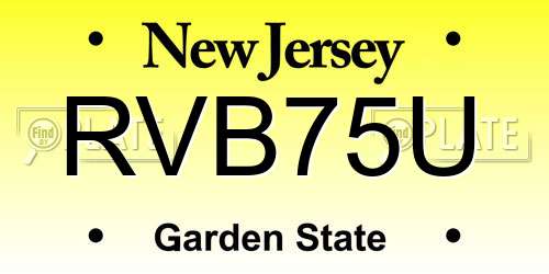 RVB75U New Jersey License Plate