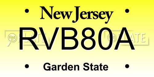 RVB80A New Jersey License Plate