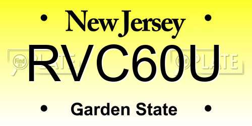 RVC60U New Jersey License Plate