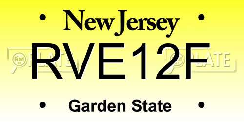 RVE12F New Jersey License Plate