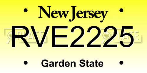 RVE2225 New Jersey License Plate