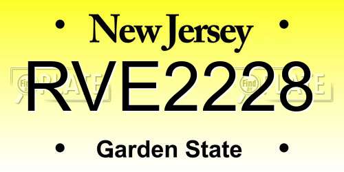 RVE2228 New Jersey License Plate