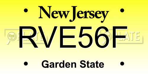RVE56F New Jersey License Plate