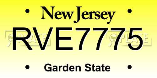RVE7775 New Jersey License Plate