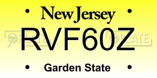 RVF60Z New Jersey License Plate
