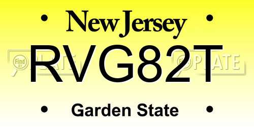 RVG82T New Jersey License Plate