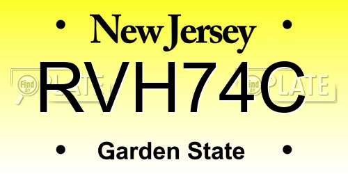 RVH74C New Jersey License Plate