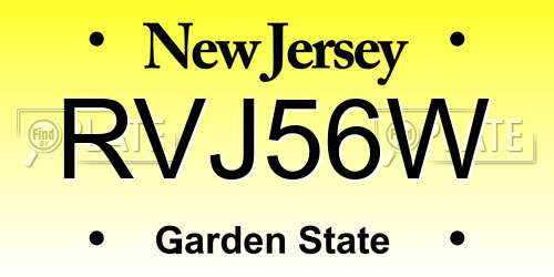 RVJ56W New Jersey License Plate