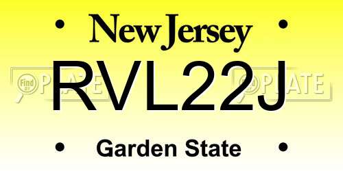 RVL22J New Jersey License Plate