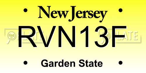 RVN13F New Jersey License Plate