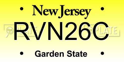 RVN26C New Jersey License Plate