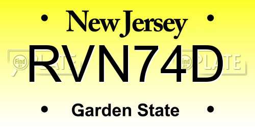 RVN74D New Jersey License Plate