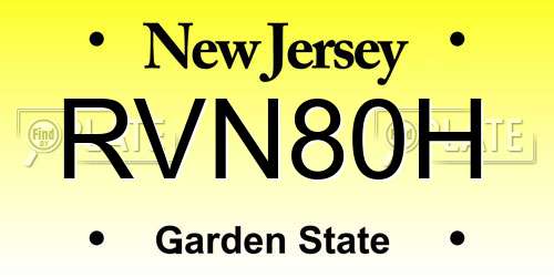 RVN80H New Jersey License Plate