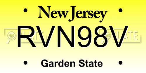 RVN98V New Jersey License Plate