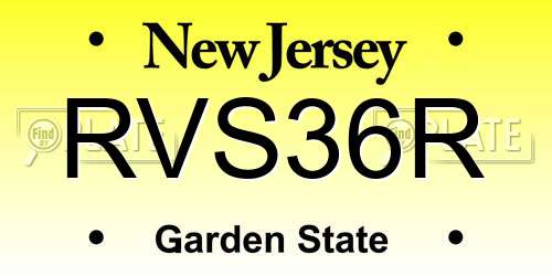 RVS36R New Jersey License Plate