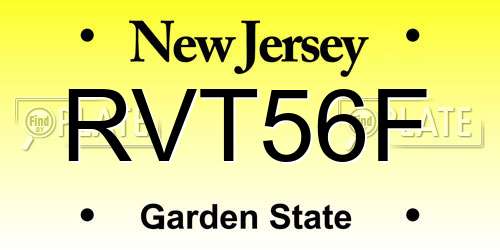 RVT56F New Jersey License Plate