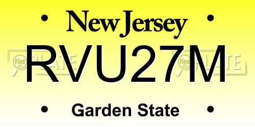 RVU27M New Jersey License Plate