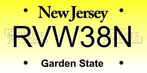 RVW38N New Jersey License Plate