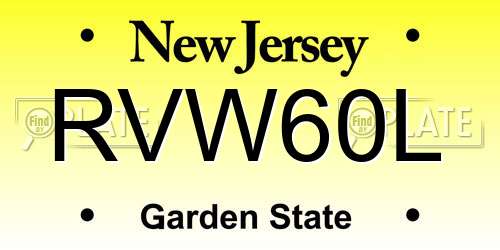 RVW60L New Jersey License Plate