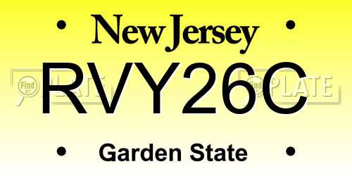 RVY26C New Jersey License Plate