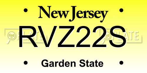 RVZ22S New Jersey License Plate