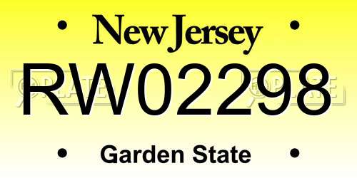RW02298 New Jersey License Plate