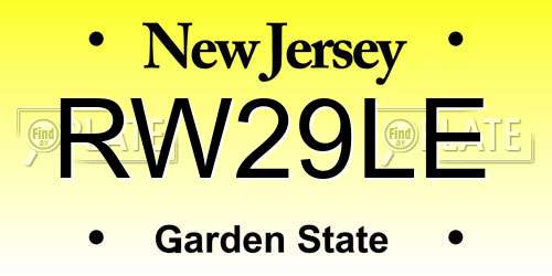 RW29LE New Jersey License Plate