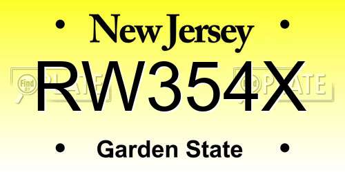 RW354X New Jersey License Plate