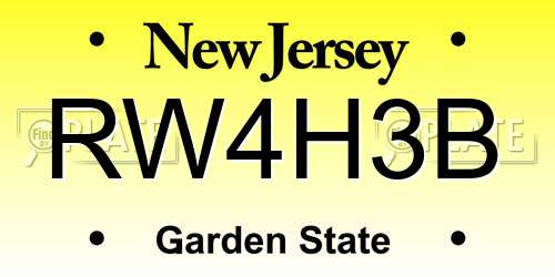 RW4H3B New Jersey License Plate
