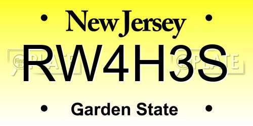 RW4H3S New Jersey License Plate
