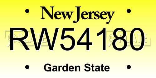 RW54180 New Jersey License Plate