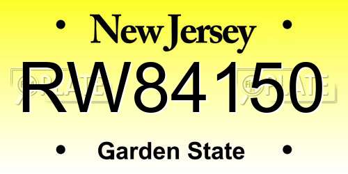 RW84150 New Jersey License Plate