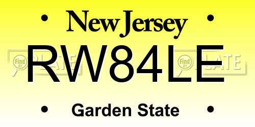 RW84LE New Jersey License Plate