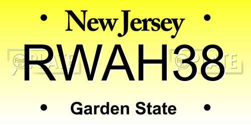 RWAH38 New Jersey License Plate