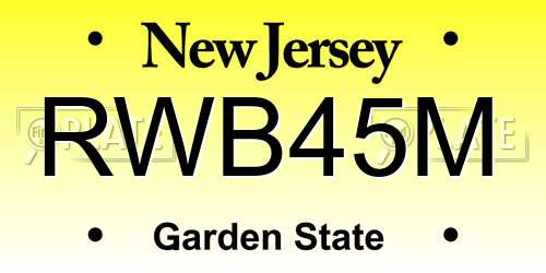 RWB45M New Jersey License Plate