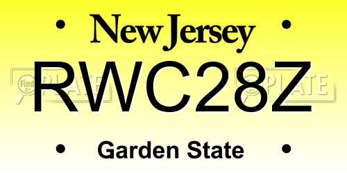 RWC28Z New Jersey License Plate