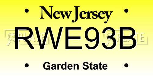 RWE93B New Jersey License Plate