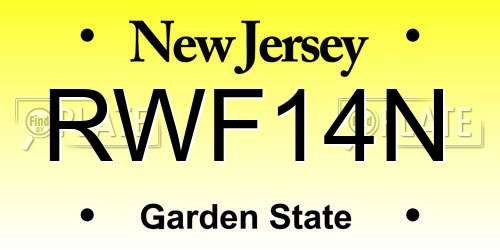 RWF14N New Jersey License Plate
