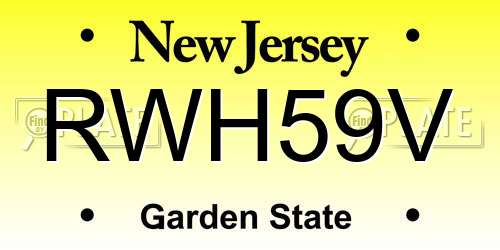 RWH59V New Jersey License Plate