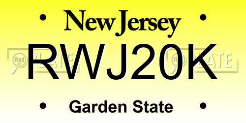 RWJ20K New Jersey License Plate