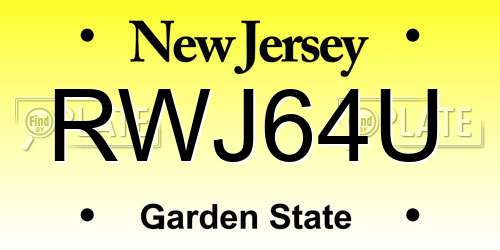 RWJ64U New Jersey License Plate