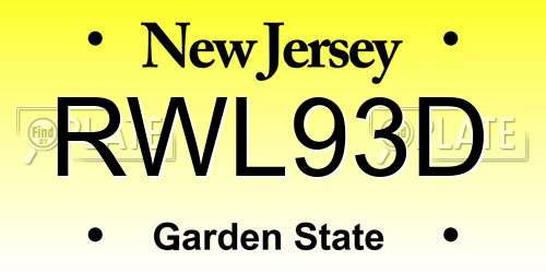 RWL93D New Jersey License Plate