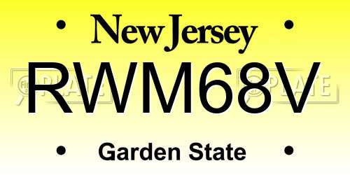 RWM68V New Jersey License Plate