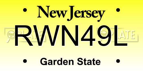 RWN49L New Jersey License Plate