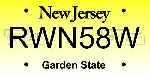 RWN58W New Jersey License Plate