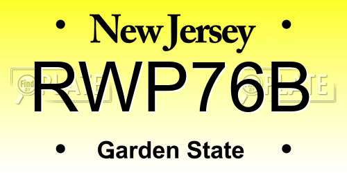 RWP76B New Jersey License Plate