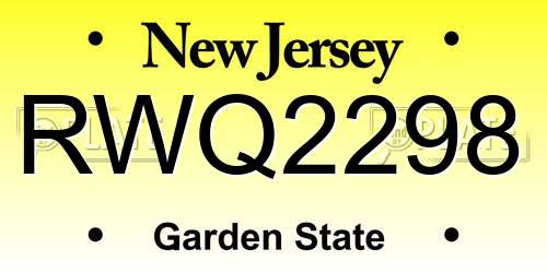 RWQ2298 New Jersey License Plate